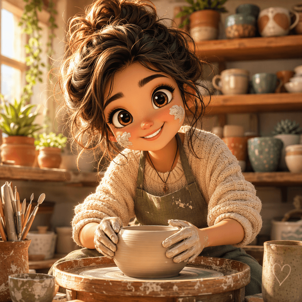 آواتار کاوای و نمکیی از یک کوزگر در حا۞pendencies کار با گل، مناسب برای تصویر پروفایل هنرمندان و سایلونهای ساخت دست